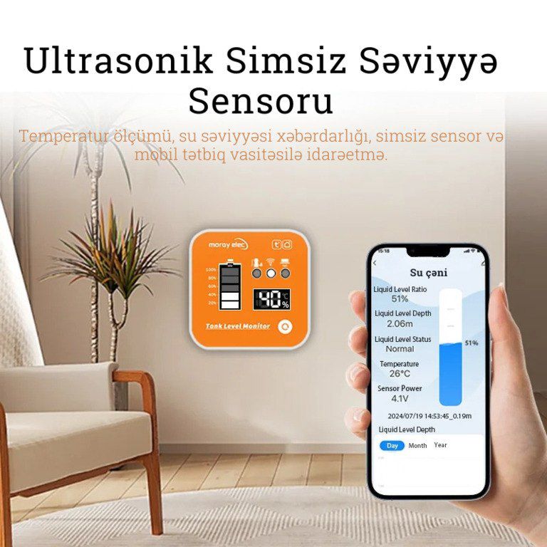Su səviyyəsi sensoru "Ultrasonik ME201R" — Ağıllı ev və təhlükəsizlik, Bakı (2)