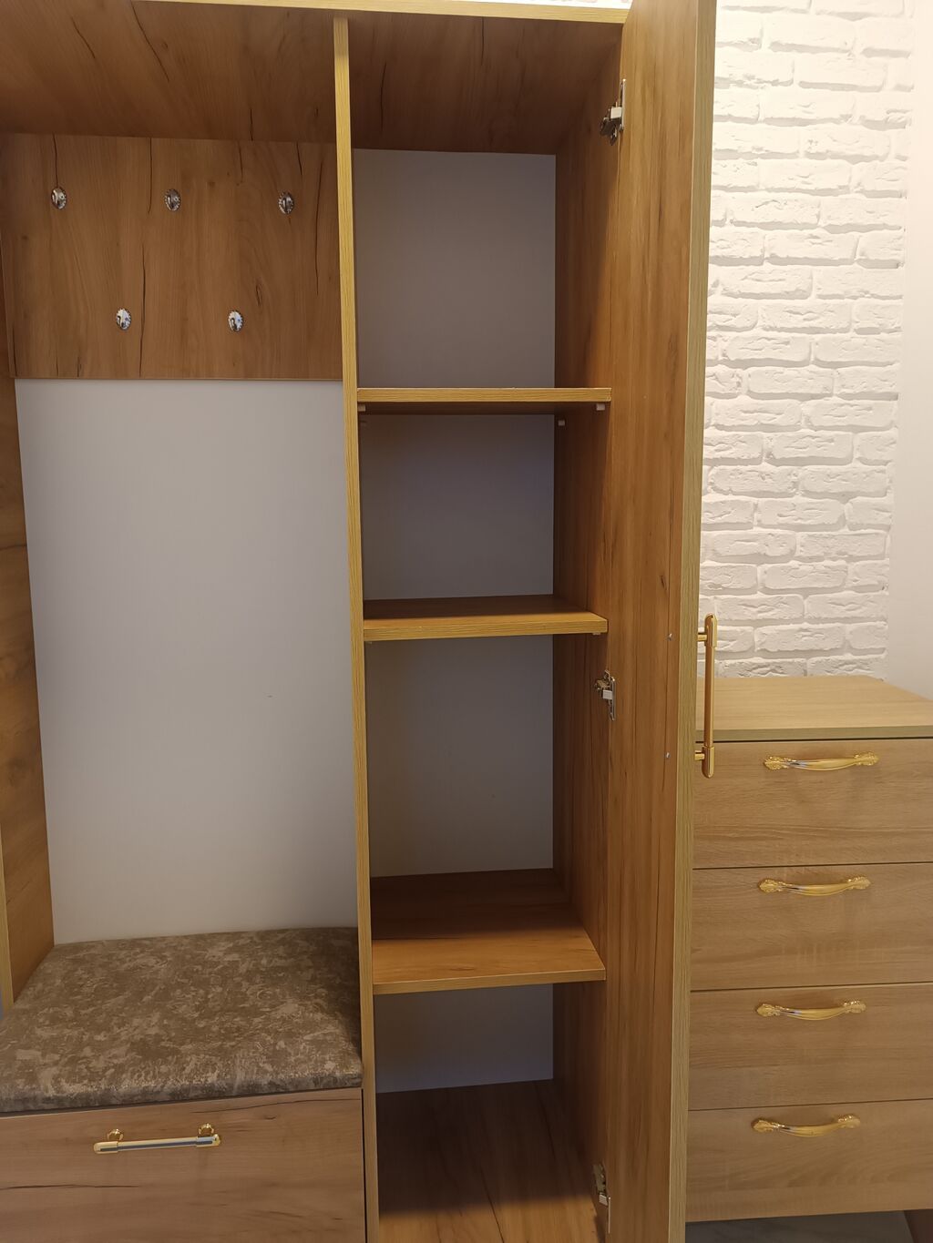 Dəhliz üçün çoxfunksiyalı dolab dəsti - Material: taxta teksturalı — Xol üçün, Bakı (2)