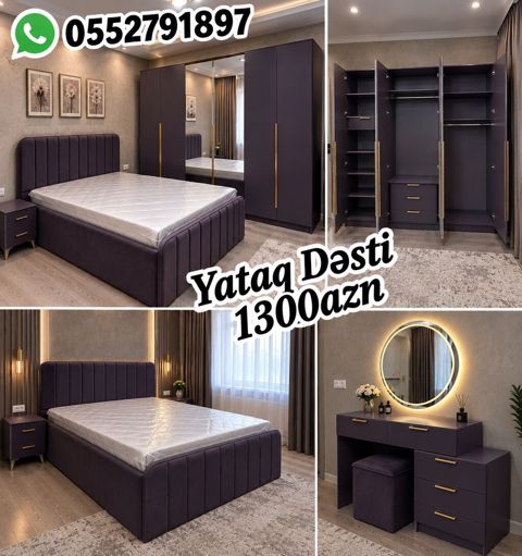 Modern yataq otağı dəsti Komplektin tərkibi: - 1 ədəd çarpayı (yumşaq — Bakı