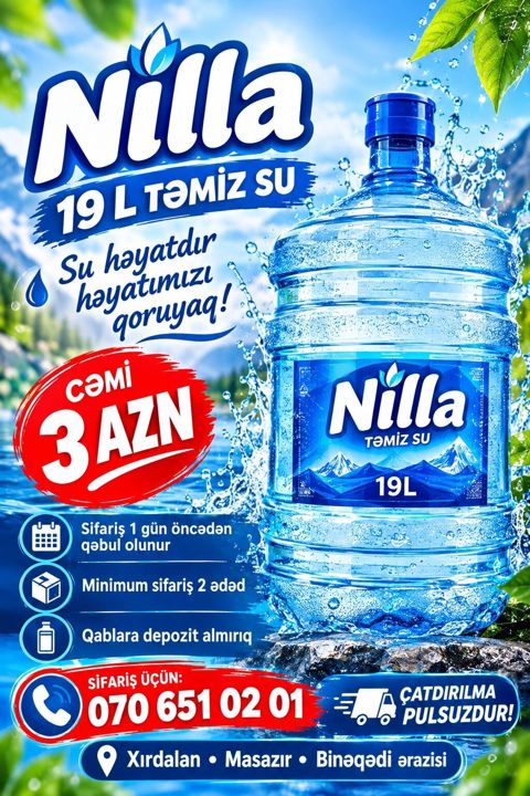 Nilla – 19 litr təmiz içməli su - Həcm: 19L - Məhsul: Nilla təmiz su — Xırdalan