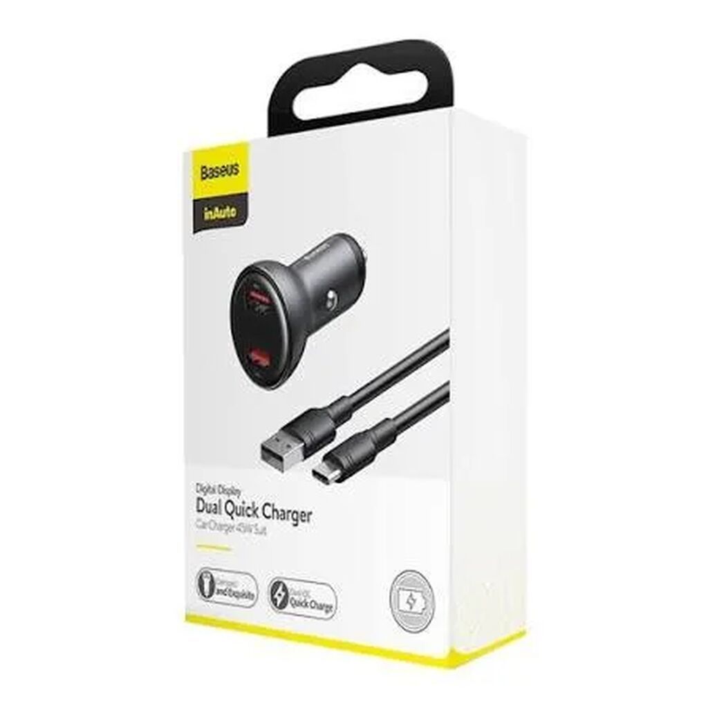 Baseus Smart Digital Display Dual USB Car Charger CCBX-B0G – avtomobil — Şarj cihazları, Bakı (2)