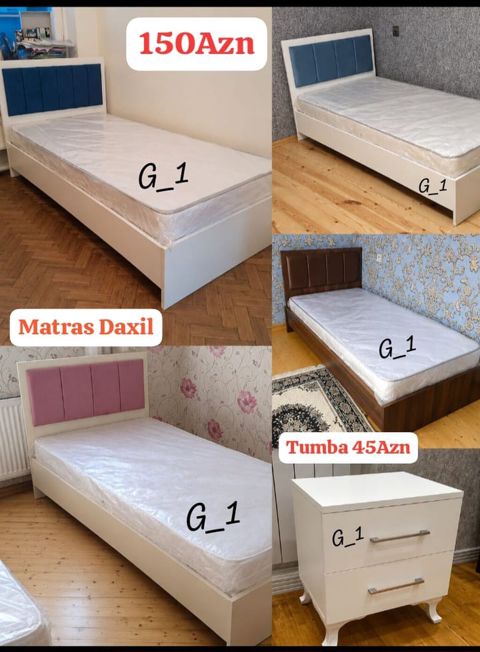 Birnəfərlik çarpayı dəsti - Qiymət: 150 AZN (çarpayı) - Matras — Masazır