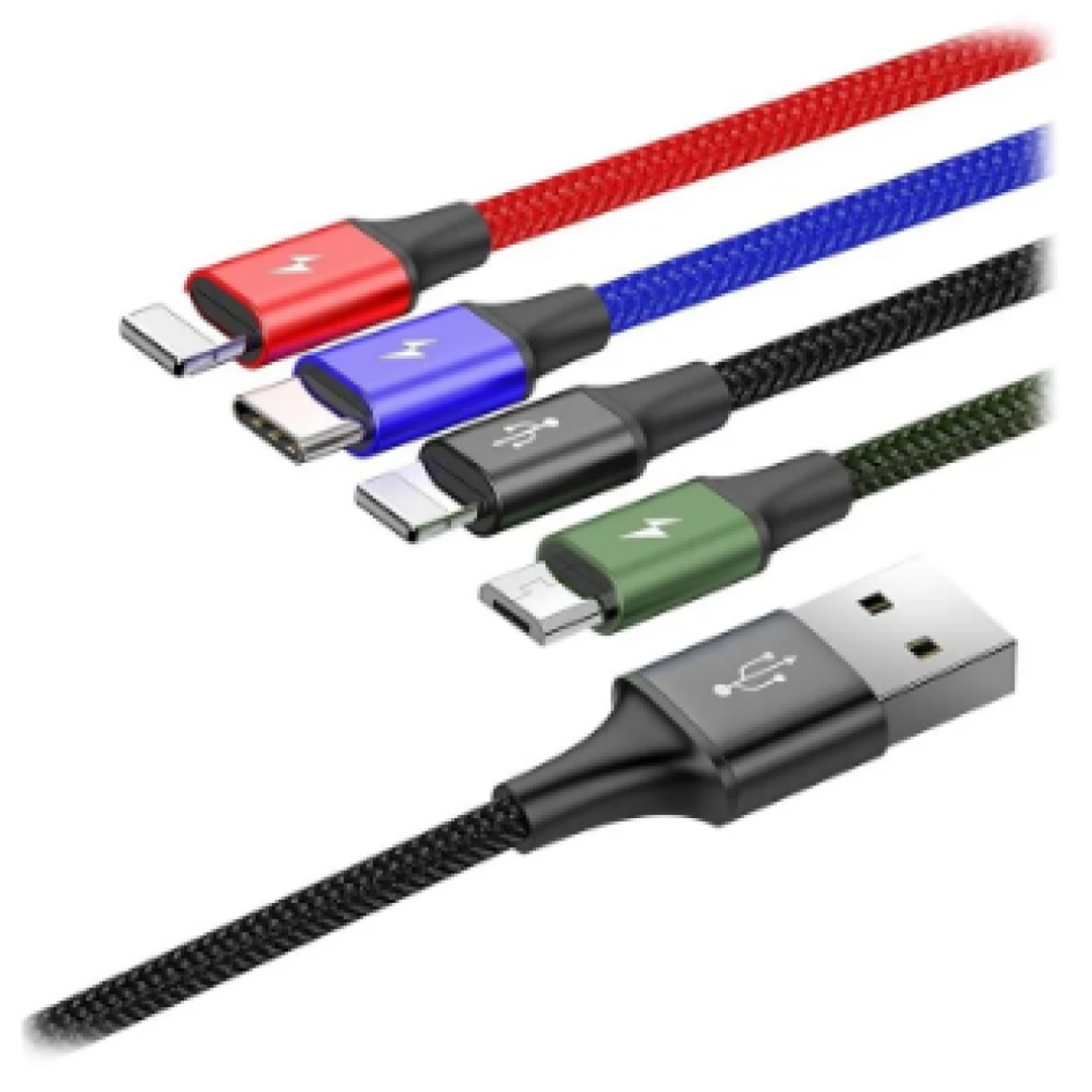 Kabel Baseus Fast 4-in-1 Cable USB - Lightning (2) + Type-C + Micro USB 3.5A 1.2m Black (CA1T4-A01) — Telefonlar və qadjetlər, Bakı (2)