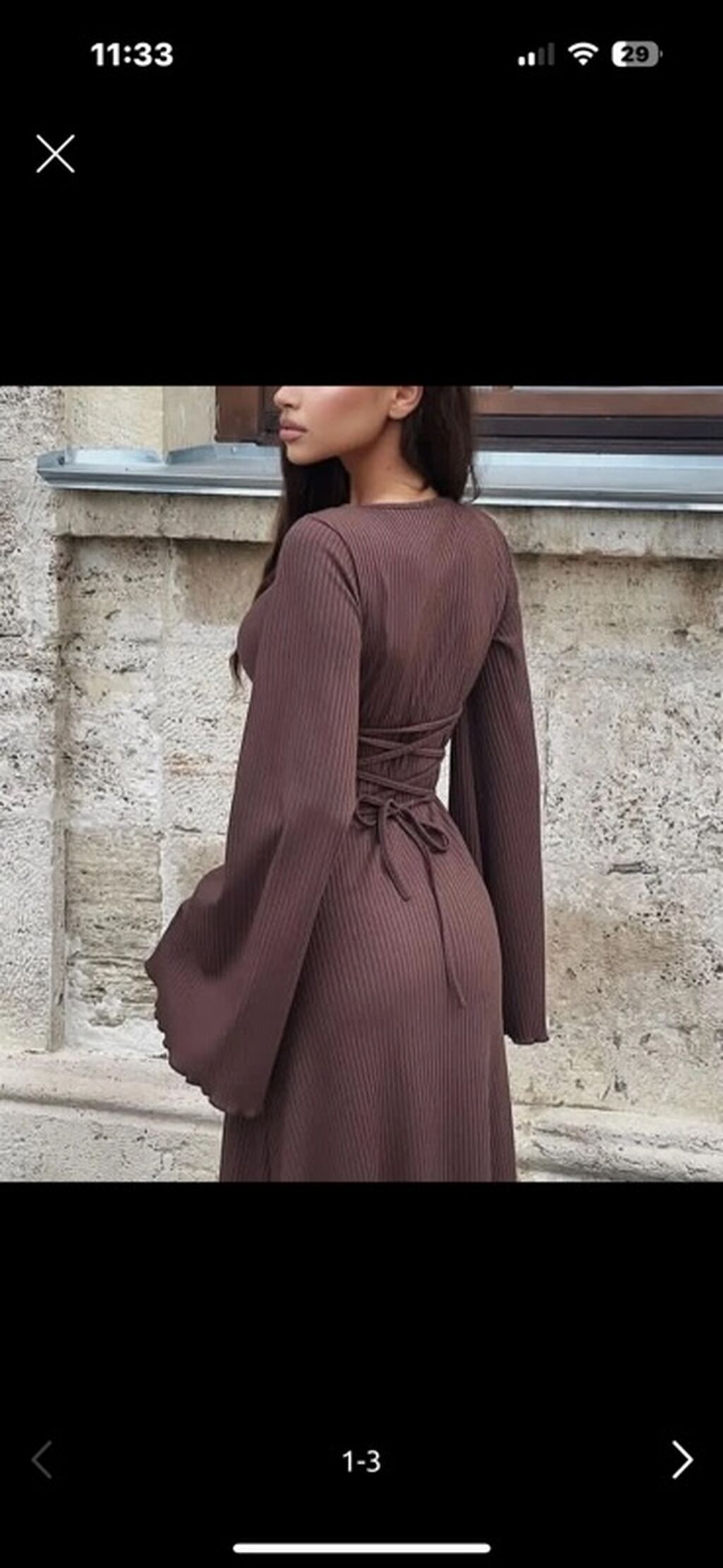 Qəhvəyi rəngli uzun don - Model: maxi uzunluqda, bədənə oturan siluet — Gündəlik paltarlar, Bakı (3)