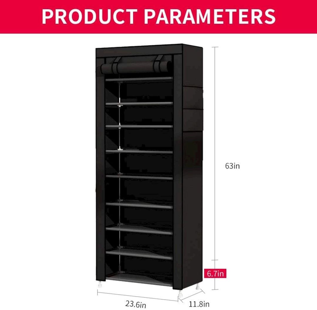 Portativ şkaf YSM-1190 Black, döşəməüstü, 60x30x160 sm, paslanmayan polad/parça, qara — Şkaflar, Bakı (3)