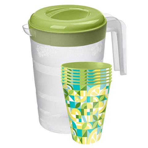 Piknik üçün dəst, 7 əşya, səhəng 2 l, stəkan 420 ml, plastik, rəngbərəng — Bakı