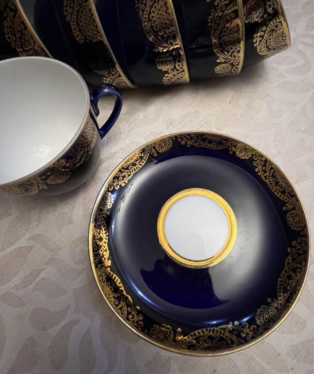 Çay dəsti, rəng - Göy, Farfor, 6 nəfərlik — Süfrə qabı, Bakı (3)