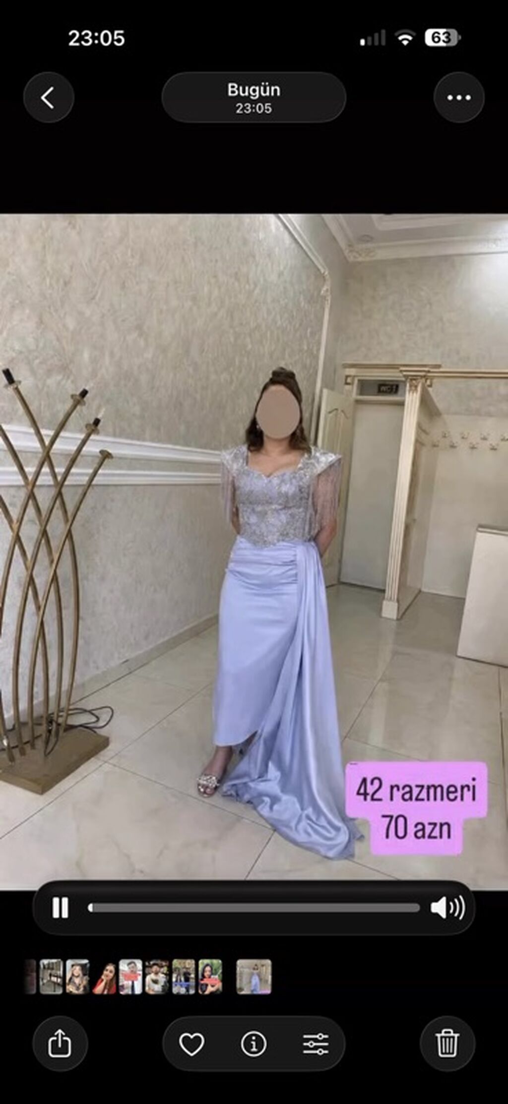 Zərif ziyafət geyimi – açiq göy çalarında, 42 razmer. Üst hissə incə — Axşam paltarları, Gəncə