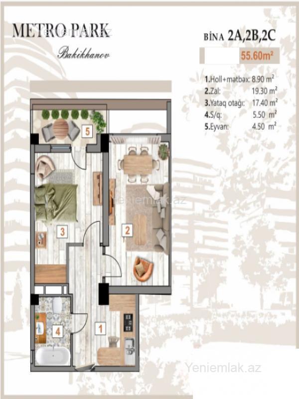 Satılır 2 otaqlı Bina evi menzil (Yeni tikili), 55.6 m², Sabunçu rayonu — Mənzil, Bakı (3)