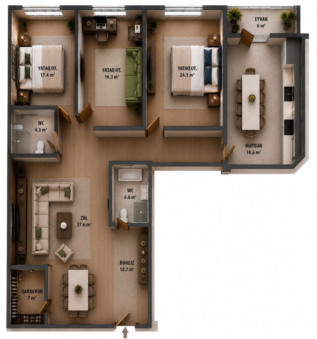 Satılır 4 otaqlı yeni tikili 175 m² — Mənzil, Bakı (4)