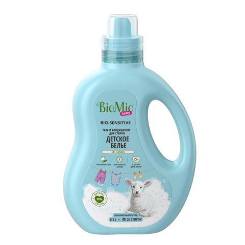 Gel və kondisioner uşaq paltarı üçün BioMio Bio-Sensitive, iysiz, 900 ml, 20 yuma — Bakı