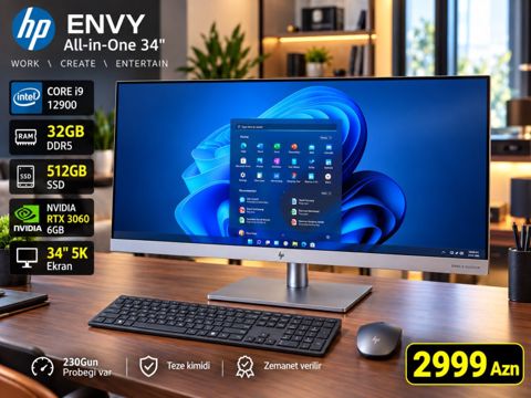 HP Envy Monoblok i9 12900 — 2 999 ₼ · Bakı · Masaüstü kompüterlər HP Envy Monoblok i9 12900 — Bakı