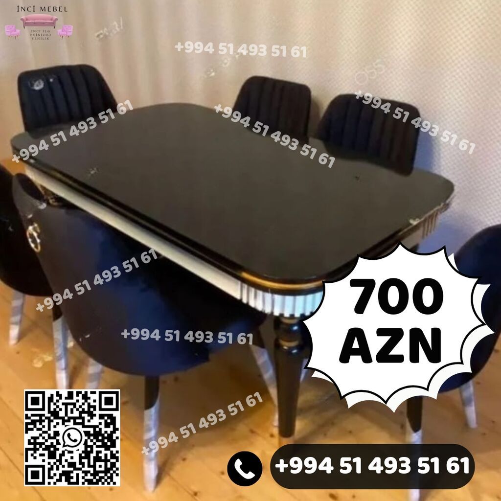 Qonaq otağı üçün, Yeni, Açılmayan, Oval masa, 6 stul — Masalar və stullar, Bakı