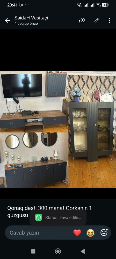 Qonaq desti 300 manat.Qorkanin 1 guzgusu sinib.Unvan Masazir.SH — 300 ₼ · Bakı · Qonaq otağı üçün Qonaq desti 300 manat.Qorkanin 1 guzgusu sinib.Unvan Masazir.SH — Bakı