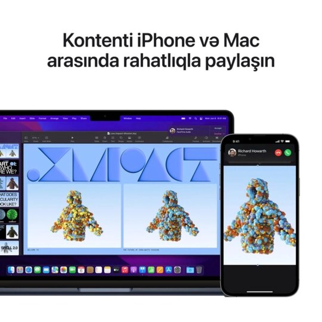 MacBook Air 13.6 Apple M2 (8C CPU/10C GPU), 8 GB, 512 GB, Gecəyarı — Noutbuklar, Bakı (2)