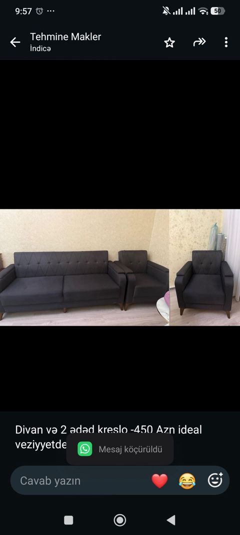 Divan və 2 ədəd kreslo -450 Azn ideal veziyyetde unvan Sabuncu*Tehi — 450 ₼ · Bakı · Yumşaq mobilya dəstləri Divan və 2 ədəd kreslo -450 Azn ideal veziyyetde unvan Sabuncu*Tehi — Bakı