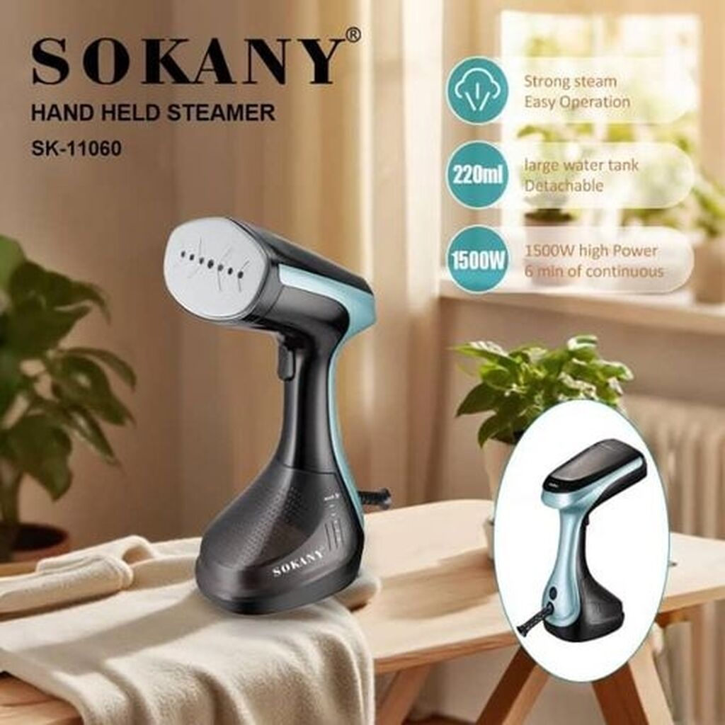 Sokany SK-11060 əl dəmirliyinin təsviri - Tip: Hand Held Steamer (əl — Buxar soxucu, Gəncə
