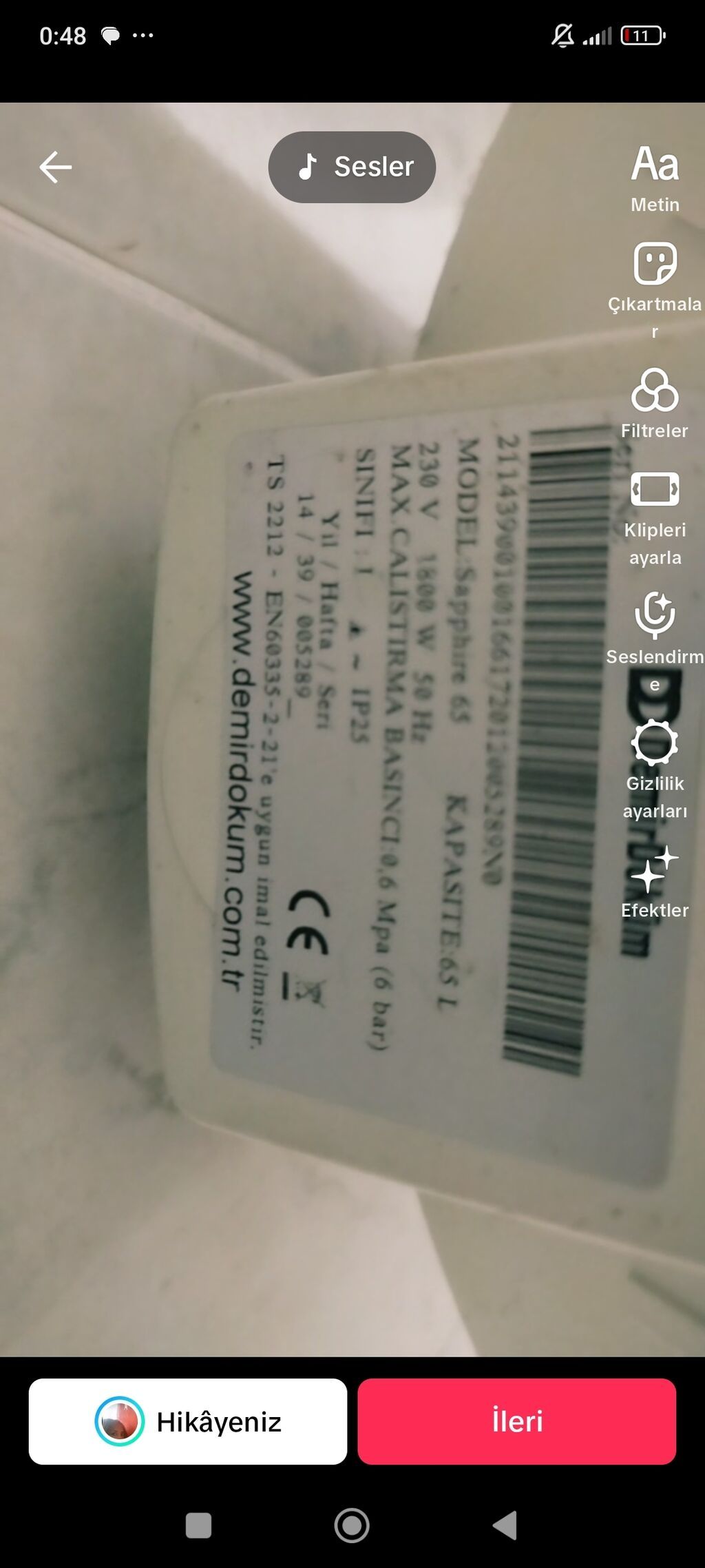 Demirdöküm Sapphire 65 elektrikli su qızdırıcısı - Model: Sapphire 65 — Su qızdırıcılar, Bakı (2)