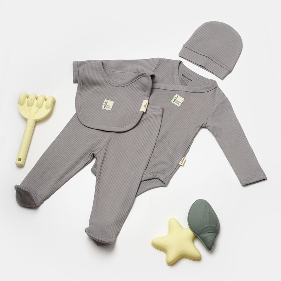 Oğlanlar üçün dəst BabyCosy CSYB9011, boz, bambuk lifi/pambıq, ölçü 0-3 ay — Mallar, Bakı