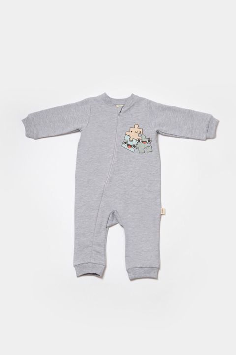 Oğlanlar üçün şalvarlı kombinezon BabyCosy CSY8028, boz, pambıq, ölçü 3-6 ay — Bakı