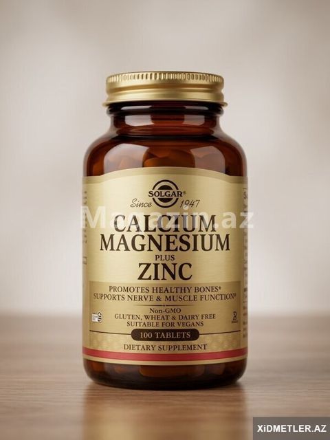 Solgar Calcium Magnesium Plus Zinc 100 Maqnezium — Bakı