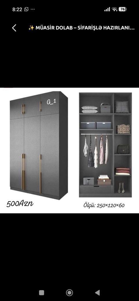 Düz dolab, Yataq otağı üçün, Qarderob, Açılan, Korpuslu, 4 qapılı — 500 ₼ · Bakı · Şkaflar Düz dolab, Yataq otağı üçün, Qarderob, Açılan, Korpuslu, 4 qapılı — Bakı