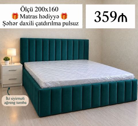 Məhsul: Yumşaq örtüklü divan başlıqlı iki nəfərlik çarpayı seti — 359 ₼ · Bakı · Yataqlar Məhsul: Yumşaq örtüklü divan başlıqlı iki nəfərlik çarpayı seti — Bakı