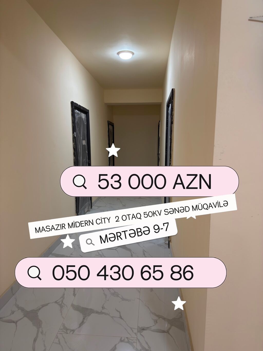 Masazır, Midern Cıty yaşayış kompleksində 2 otaqlı mənzil satılır — Mənzil, Masazır