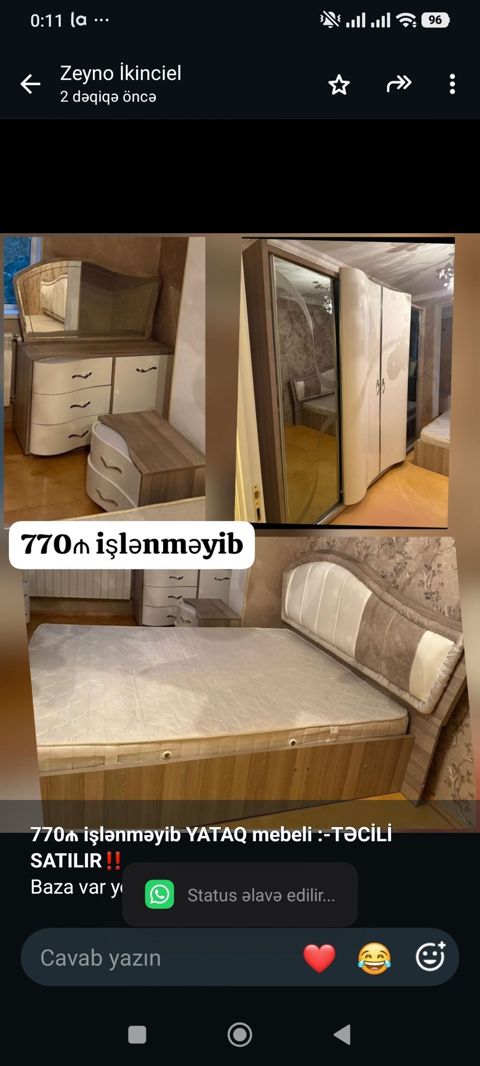 *770₼ işlənməyib Yataq mebeli Satılır*‼ Baza var yenidir — 770 ₼ · Bakı · Yataq otağı mobilya dəstləri *770₼ işlənməyib Yataq mebeli Satılır*‼ Baza var yenidir — Bakı