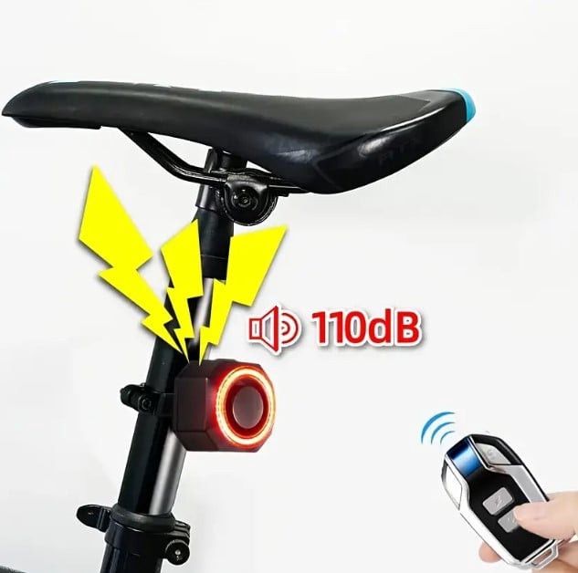 Velosiped arxa fənəri və siqnalizasiya 3-ü 1-də, 110 dB səs gücü, yüksək parlaqlıq, titrəmə aşkar edilməsi, yeriyiş siqnallı, 6 ay batareya ömrü - bikesport_58 — Mallar, Bakı (2)