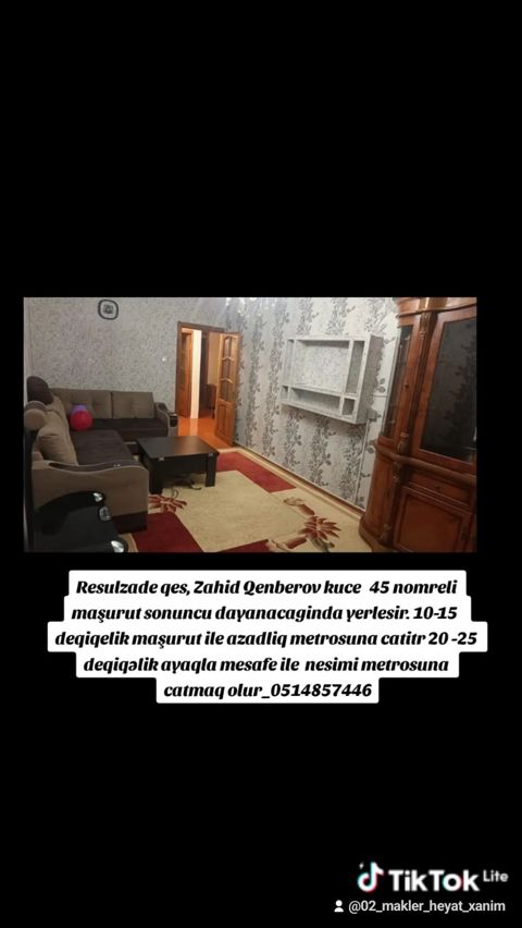 Resulzade qes, Zahid Qenberov kuce 45 nomreli maşurut sonuncu — 500 ₼ · Bakı · Mənzil Resulzade qes, Zahid Qenberov kuce 45 nomreli maşurut sonuncu — Bakı