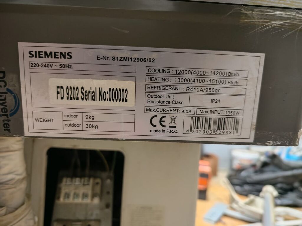 Siemens split kondisioner – DC Inverter Texniki göstəricilər — Kondisioner və split-sistemlər, Bakı (2)
