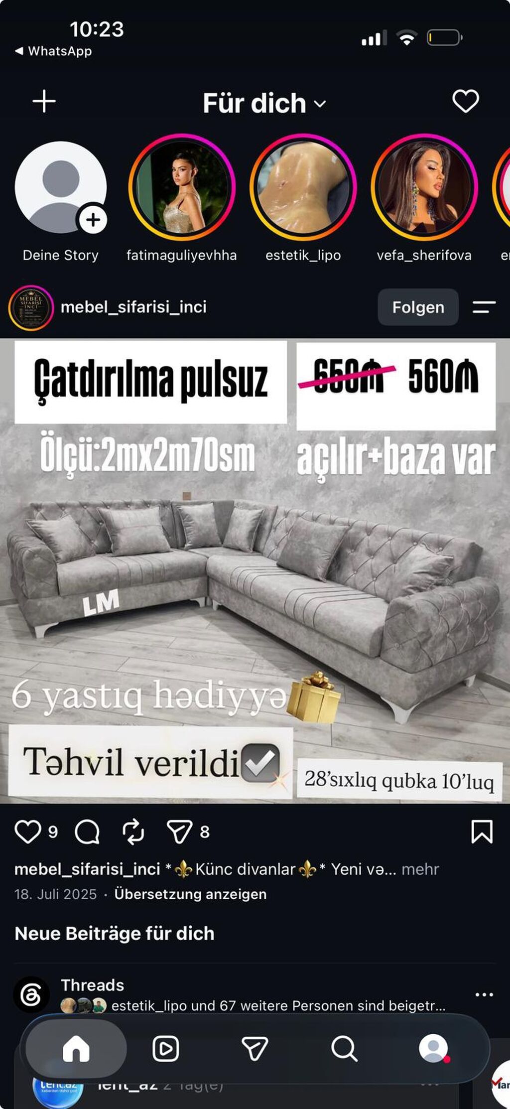 Künc divan – açılır və bazalı model - Ölçü: 2 m x 2 m 70 sm — Divanlər, Bakı