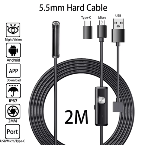 endoskop, 5,5 mm lensli mini 6 LED, IP68, 1 m/2 m — Almal — Домофондар