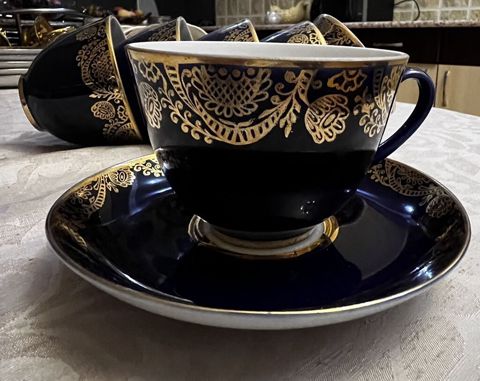 Çay dəsti, rəng - Göy, Farfor, 6 nəfərlik — Bakı