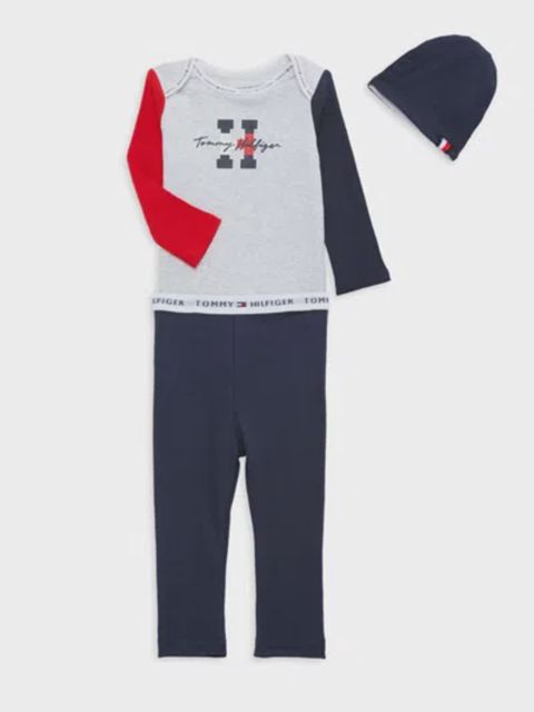 Oğlanlar üçün şalvarlı dəst Tommy Hilfiger LowP202868, pambıq/poliester, göy, ölçü 12 ay — Bakı