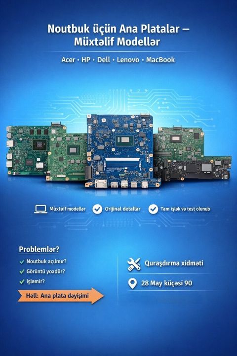Noutbuk üçün Ana Platalar (Motherboardlar) — 60 ₼ · Bakı · Kompüterlər və noutbuklar Noutbuk üçün Ana Platalar (Motherboardlar) — Bakı