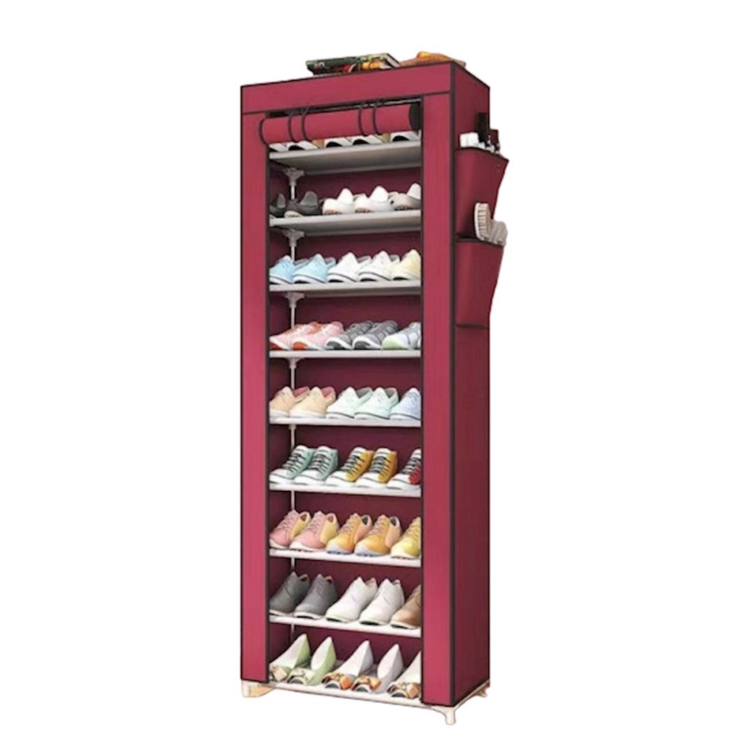 Portativ şkaf YSM-1190 Wine Red, döşəməüstü, 58x30x158 sm, plastik/polad/parça, tünd qırmızı — Şkaflar, Bakı (2)
