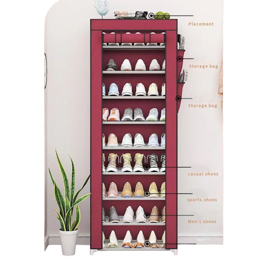 Portativ şkaf YSM-1190 Wine Red, döşəməüstü, 58x30x158 sm, plastik/polad/parça, tünd qırmızı — Şkaflar, Bakı (3)