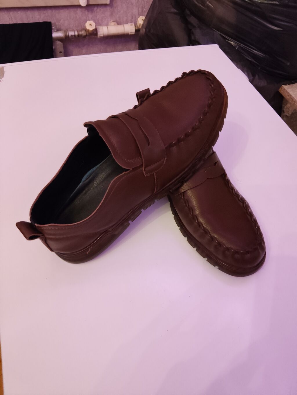 Kişi mokasinləri – qəhvəyi rəng - Model: slip-on mokasin, klassik — Digər, Masazır (9)