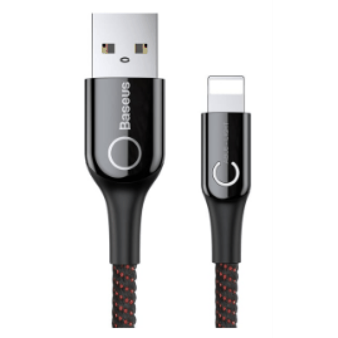 Kabel Baseus C-Shaped Light Intelligent Power-off Cable USB - Lightning 2.4A 1m Black (CALCD-01) — Telefonlar və qadjetlər, Bakı