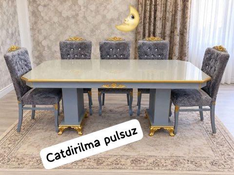 Masa dəsti satılır – 6 stul ilə. - Masa ölçüsü: 2.20 m - Rəng və — Bakı