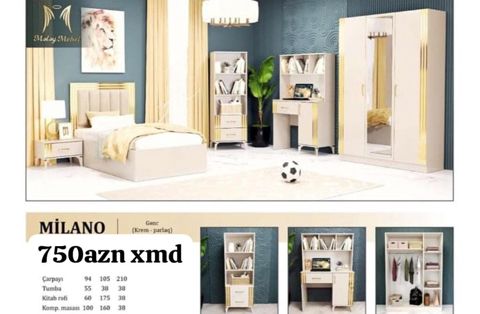 Milano gənc otağı mebel dəsti (krem – parlaq) Dəst tərkibi və — 750 ₼ · Masazır · Uşaq mebeli dəstləri Milano gənc otağı mebel dəsti (krem – parlaq) Dəst tərkibi və — Masazır