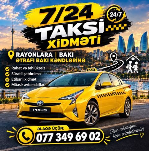 7/24 Taksi xidməti - Bakı şəhəri, rayonlara və ətraf Bakı kəndlərinə — 25 ₼ · Masazır · Digər 7/24 Taksi xidməti - Bakı şəhəri, rayonlara və ətraf Bakı kəndlərinə — Masazır