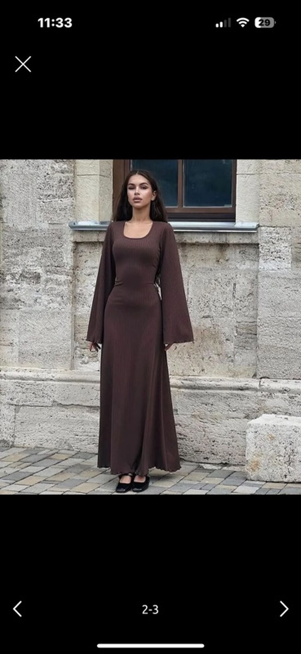 Qəhvəyi rəngli uzun don - Model: maxi uzunluqda, bədənə oturan siluet — Gündəlik paltarlar, Bakı (2)