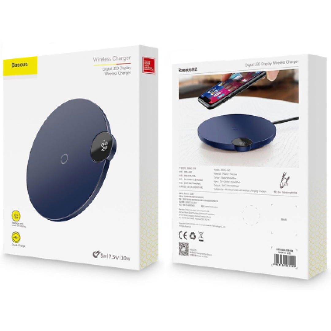 Simsiz Şarj Cihazı Baseus Rəqəmsal LED Ekran 15W + Usb-c Tipi Kabel 1,2 m, Qara, WXSX-01 — Telefonlar və qadjetlər, Bakı (3)