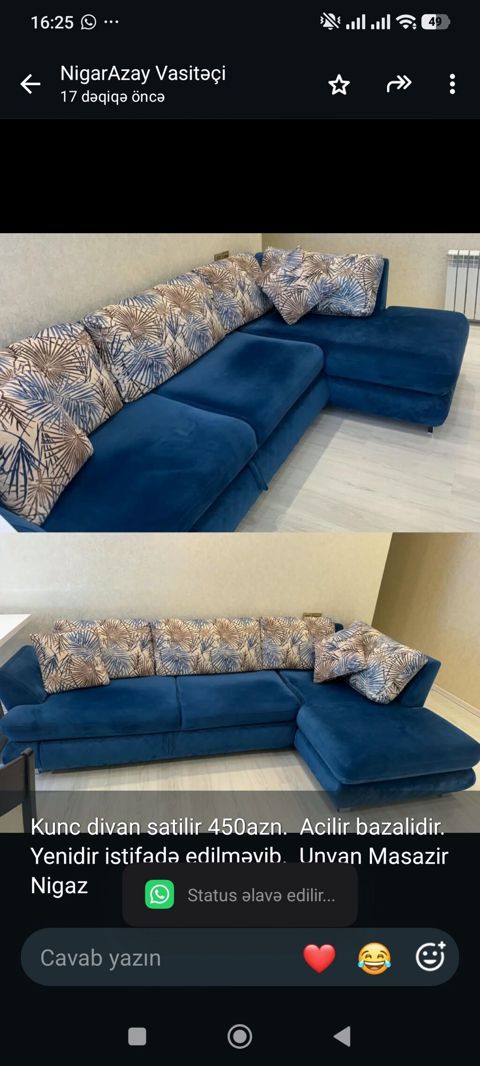Künc divan, Yeni, Açılan, Bazalı, Çatdırılma yoxdur — 450 ₼ · Bakı · Divanlər Künc divan, Yeni, Açılan, Bazalı, Çatdırılma yoxdur — Bakı