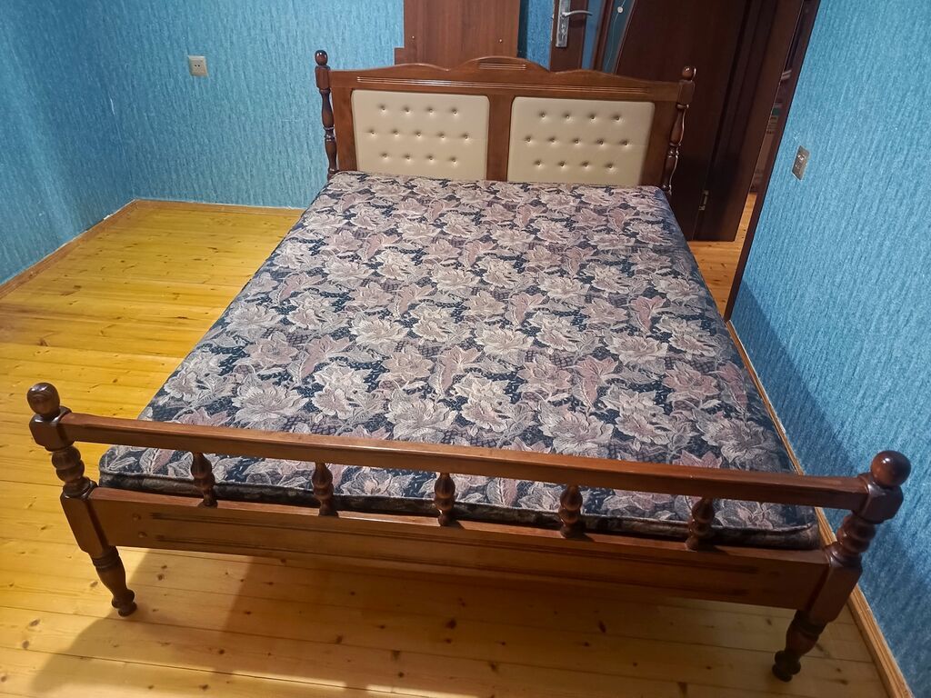 Taxta iki nəfərlik çarpayı və döşək - Material: tam ağac karkas — Yataqlar, Digah