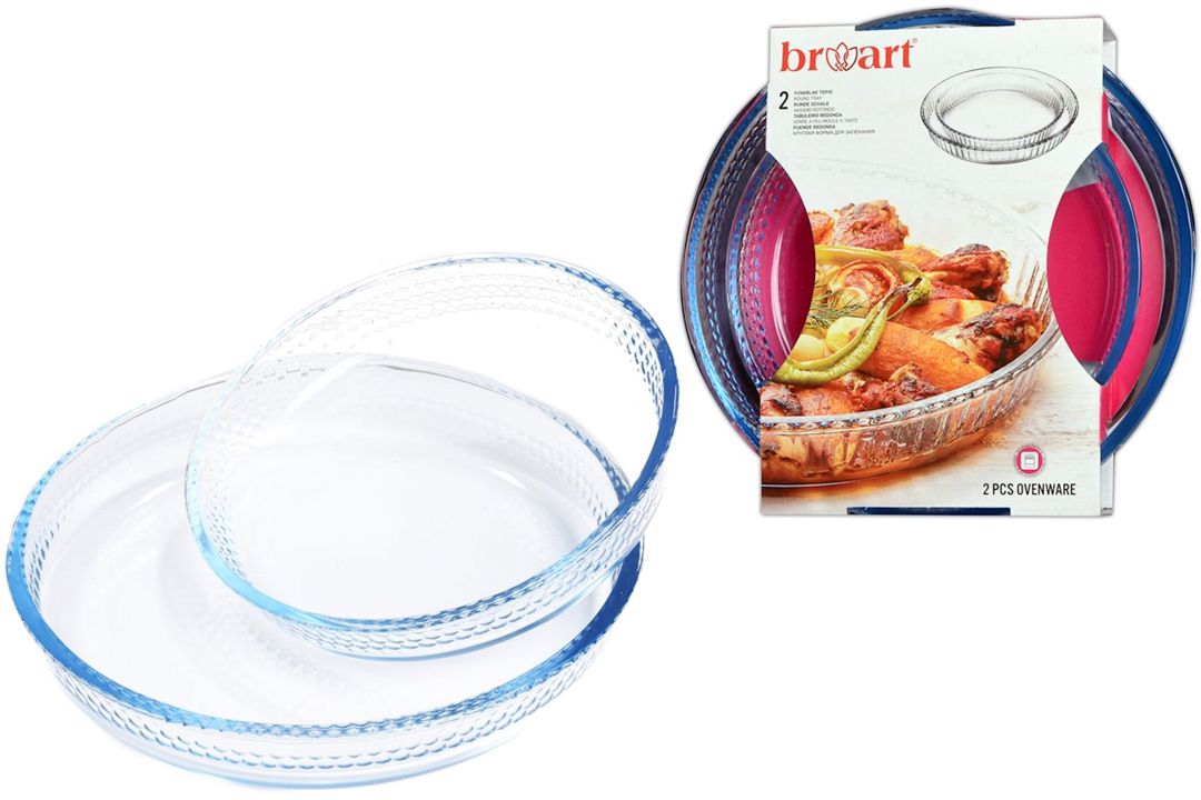 Bişirmə üçün qəlib BrArt HMSD_BA34 şüşə, dairə, şəffaf, 2 əd, 32sm/25sm — Mallar, Bakı