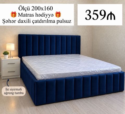Məhsul: Yumşaq başlıqlı çarpayı və tumbalar dəsti - Ölçü: 200x160 sm — 359 ₼ · Bakı · Yataq otağı mobilya dəstləri Məhsul: Yumşaq başlıqlı çarpayı və tumbalar dəsti - Ölçü: 200x160 sm — Bakı